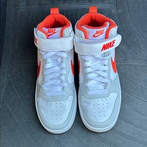 Nike White and Orange High-Top Sneakers